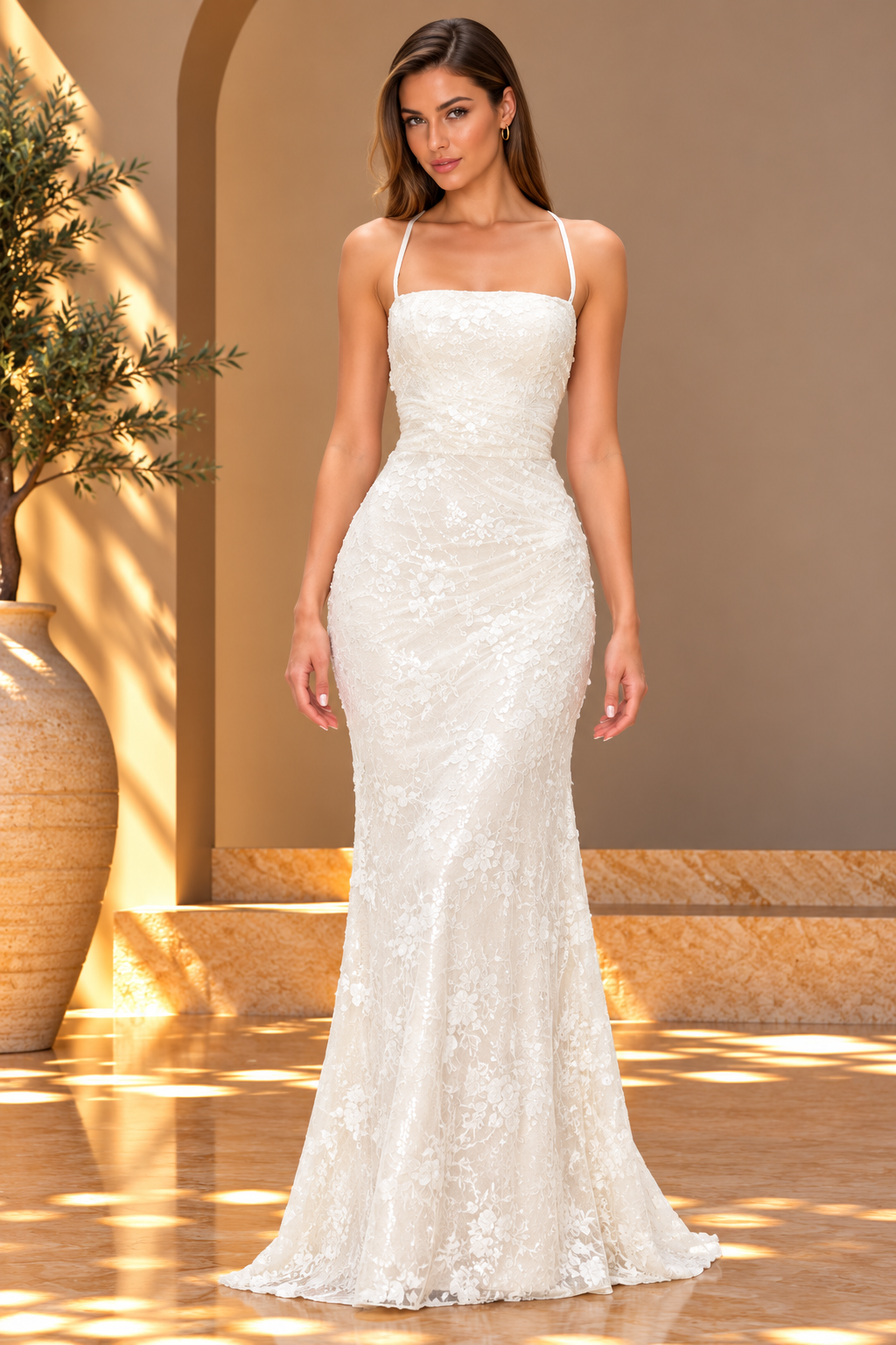 FLORAL SEQUIN APPLIQUÉ MAXI COCKTAIL DRESS
