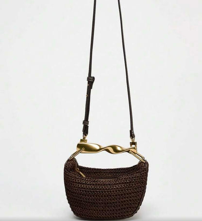 WOVEN METALLIC CUMMER CLUTCH BAG