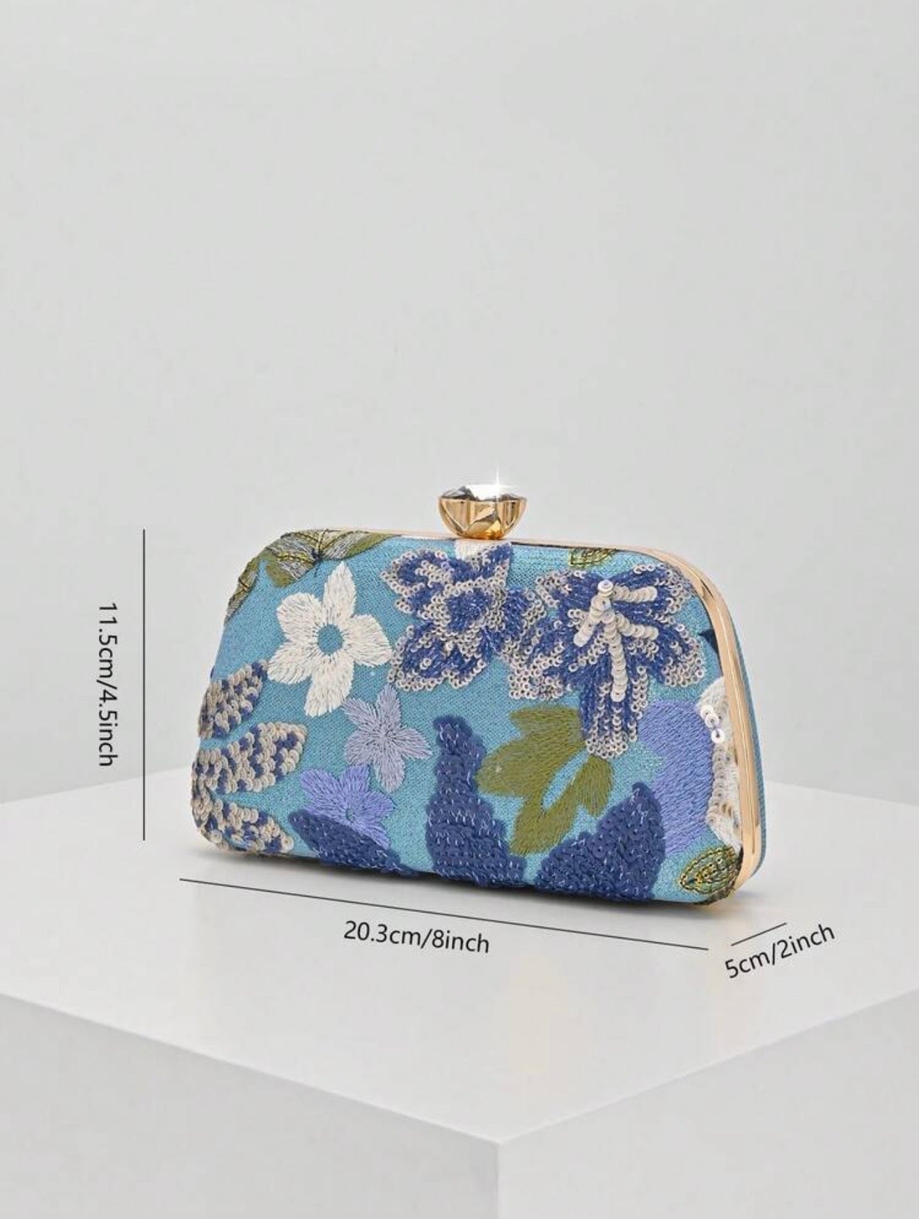 MULTI COLOT SEQUIN FLORAL EVENING CLUTCH BAG