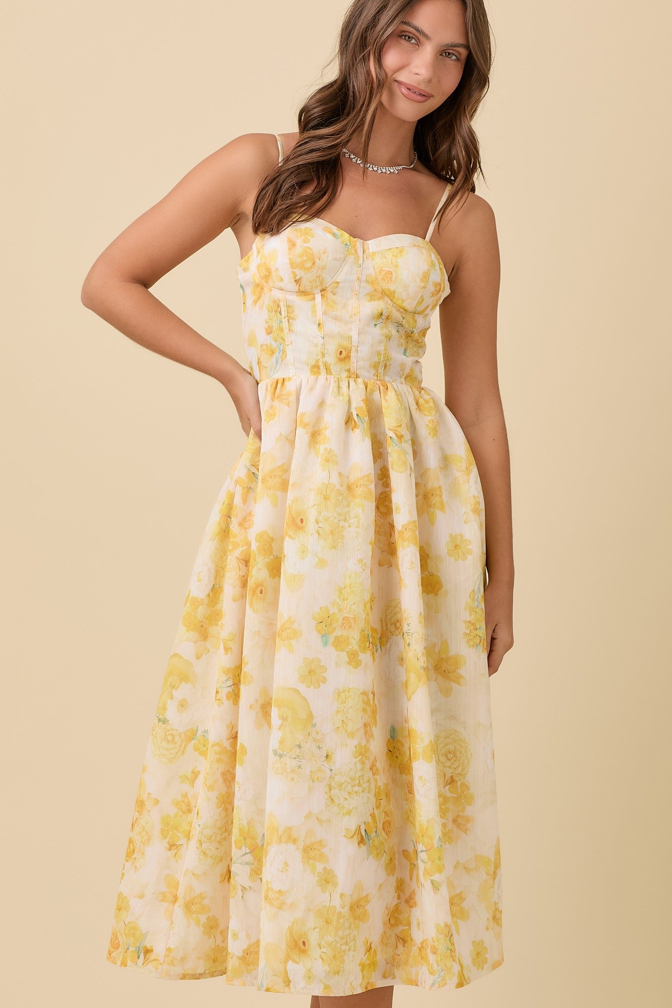 Bustier Corset Midi Floral Summer Dress Bella Chica Bustier Corset Midi Floral Summer Dress Bella Chica