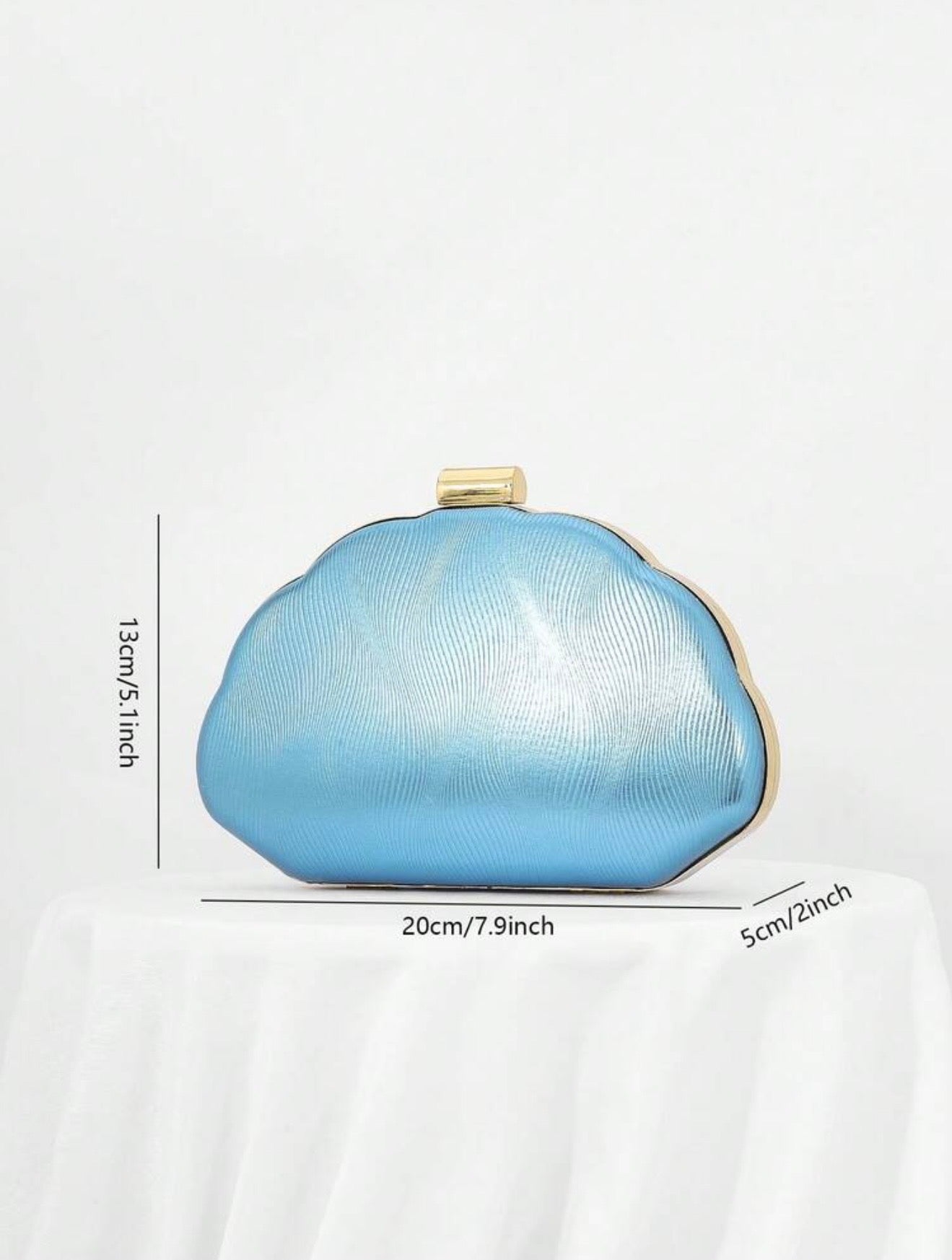 SEASHELL PU LEATHER BOX SHAPED EVENING CLUTCH BAG