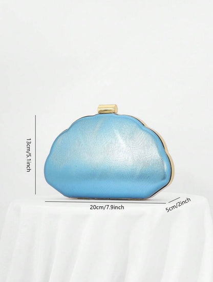 SEASHELL PU LEATHER BOX SHAPED EVENING CLUTCH BAG