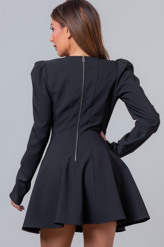 JEWELED ROUND NECK MINI DRESS