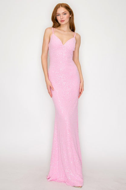 BEADED CORSET MESH MERMAID MAXI COCKTAIL DRESS