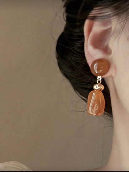 VINTAGE MARBLE ASYMMETRICAL EARRINGS