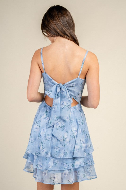 MINI TIERED CHIFFON PRINTED SUMMER DRESS