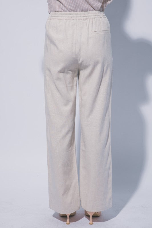 LINEN WIDE LEG PULL ON PANTS