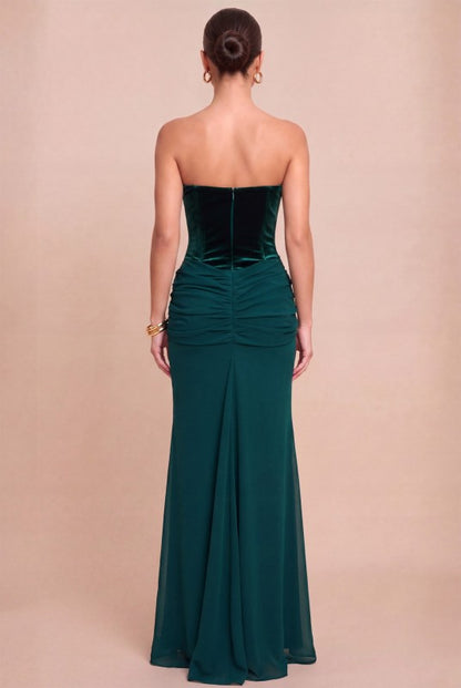 VELVET CHIFFON MAXI DRESS