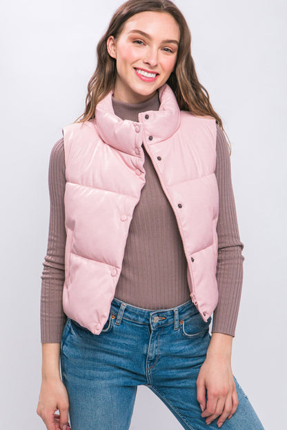 PU Faux Leather Padded Vest