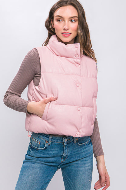 PU Faux Leather Padded Vest