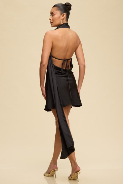 SCARF WRAP MINI DRESS