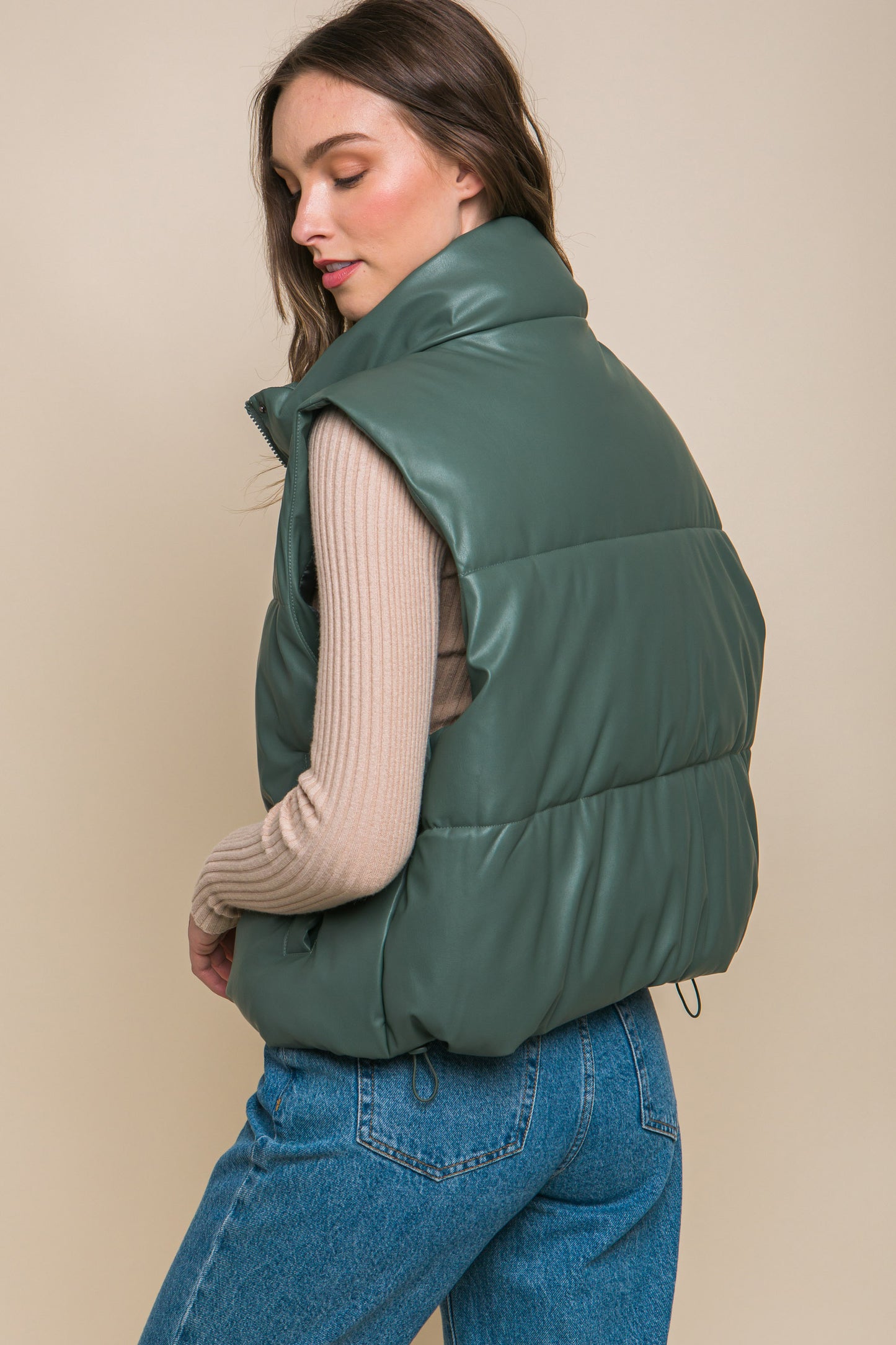 PU Faux Leather Padded Vest