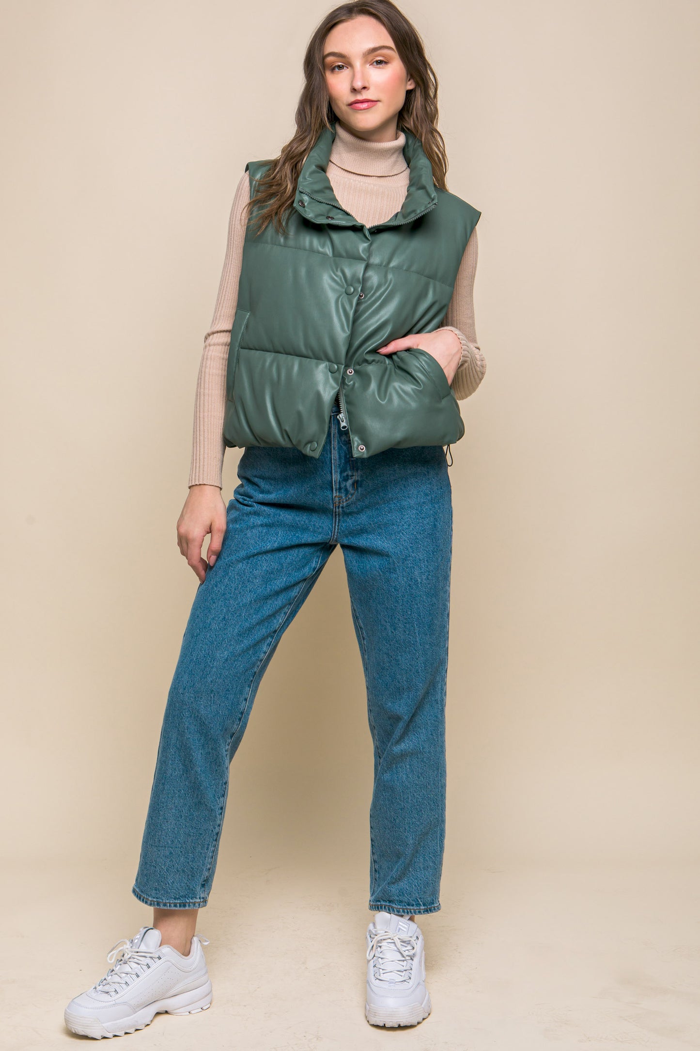 PU Faux Leather Padded Vest