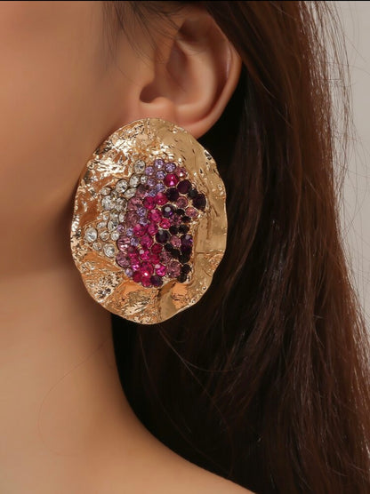 RHINESTONE TEXTURED STUDD EARRINGS