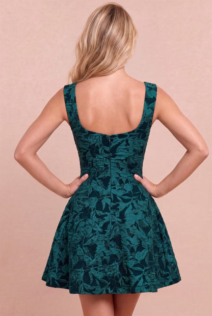 SQUARE NECK FLARE MINI DRESS