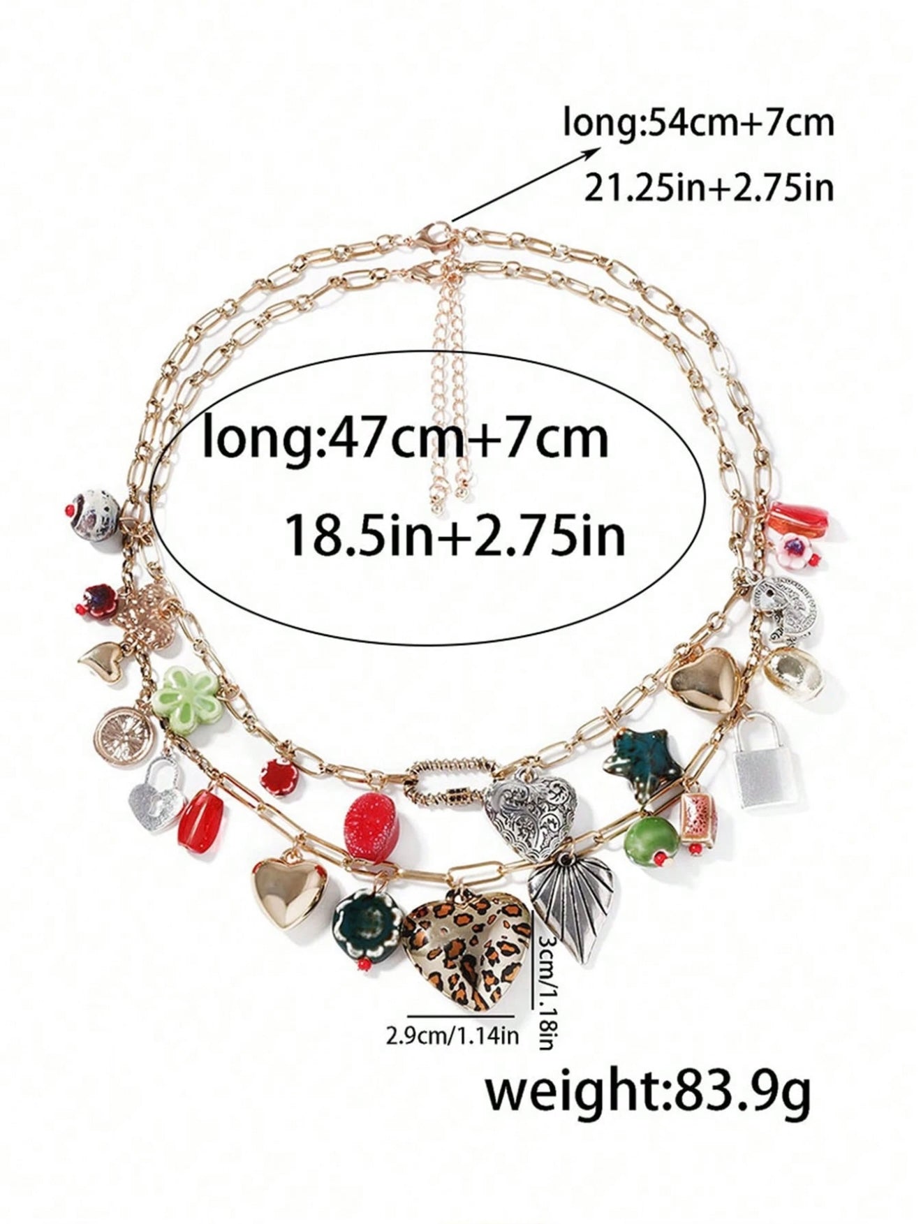 STACKED MULTI LAYER BOHEMIAN PENDANT HEART NECKLACE