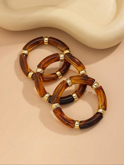 3 PIECES ACRYLIC BAMBO BEADS STACKING BRACELETS