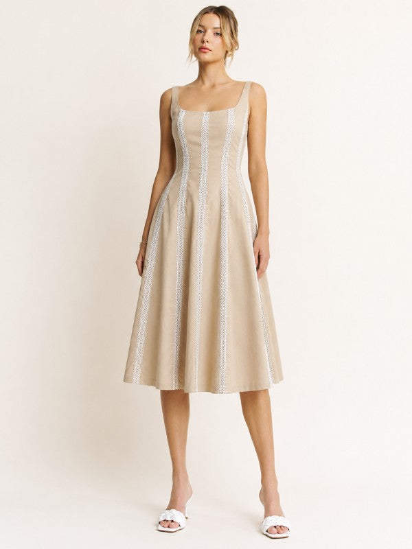 LACE TRIM DETAIL MIDI DRESS