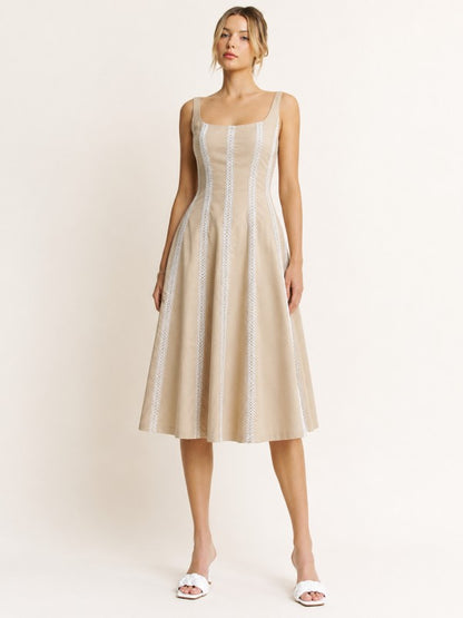 LACE TRIM DETAIL MIDI DRESS