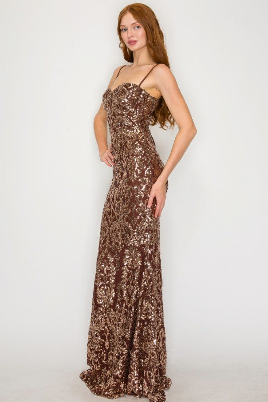SEQUIN EMBELLISHED CORSET MAXI MERMAID COCKTAIL DREAS