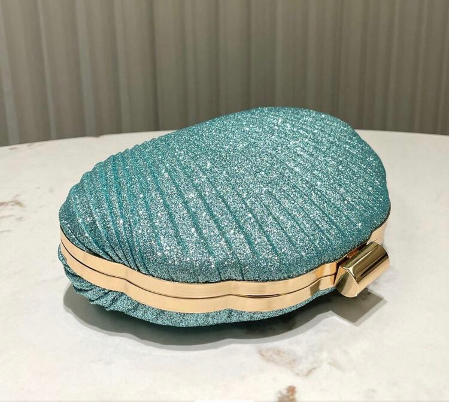SEASHELL PU LEATHER BOX SHAPED EVENING CLUTCH BAG