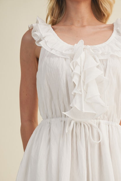 SLEEVELESS RUFFLE MINI DRESS