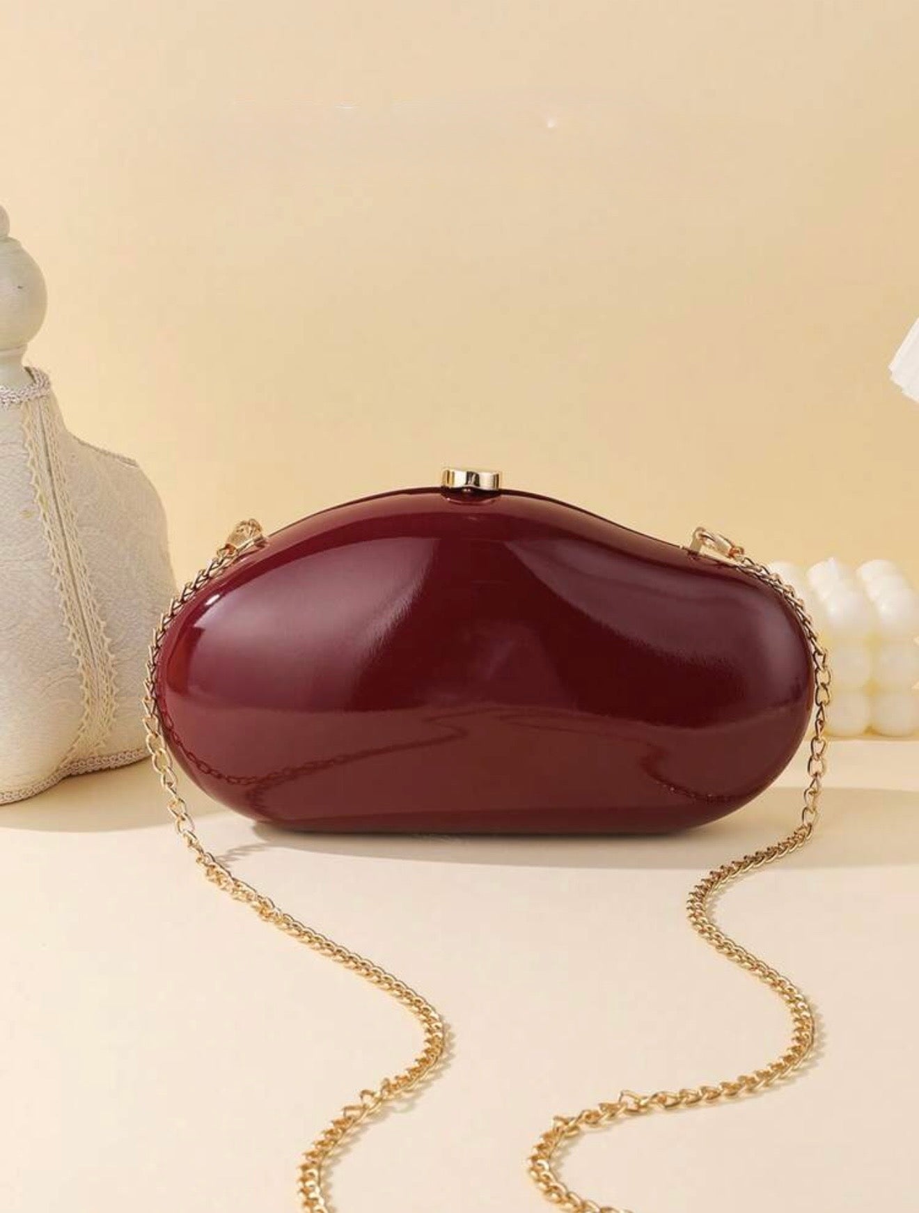 LU SPRING SUMMER STONE TEXTURED GLOSSY EVENING CLUTCH BAG