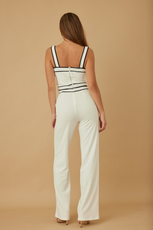 CONTRAST CROP TOP PANTS SET