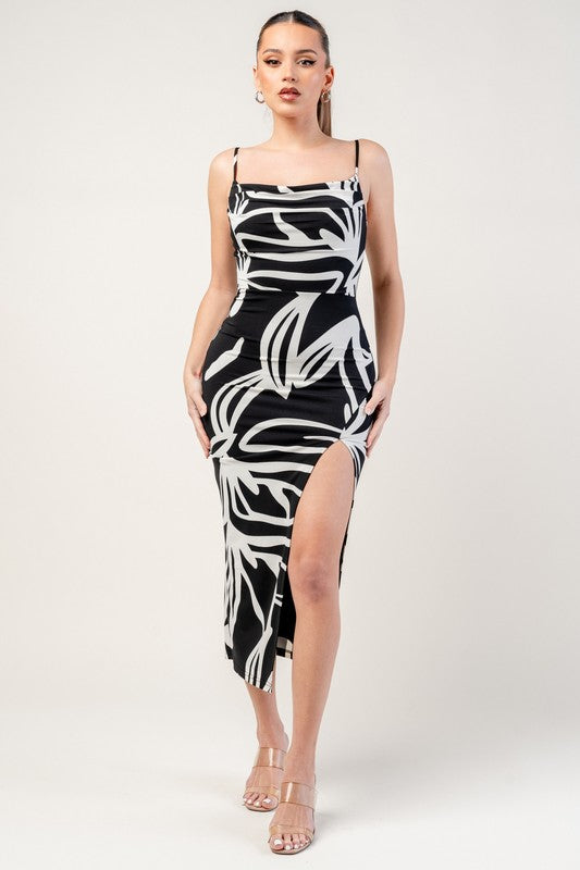 ITY PRINTED MIDI DRESS WITH SIDR SLIT