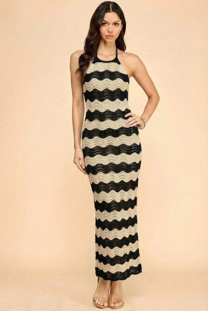 HALTER TIE BACK MAXI DRESS