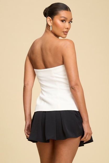 PLEATED BUTTON CONTRAST ROMPER