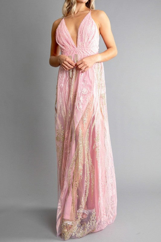 SPARKLING A LINE SEQUIN MAXI DRESS