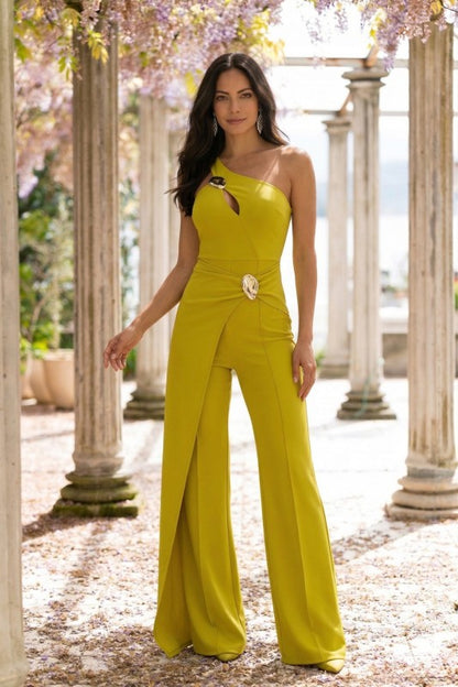 SINGLE CROSS STRAP SHOULDER WRAP JUMPSUIT