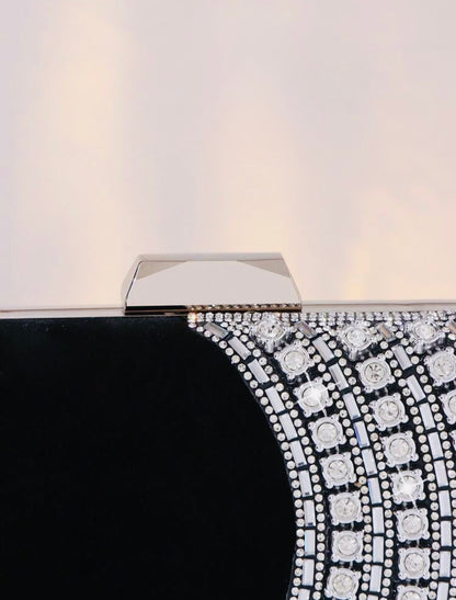 ELGANT VELVET DIAMOND SEQUIN BOX-SHAPED EVENING CLUTCH