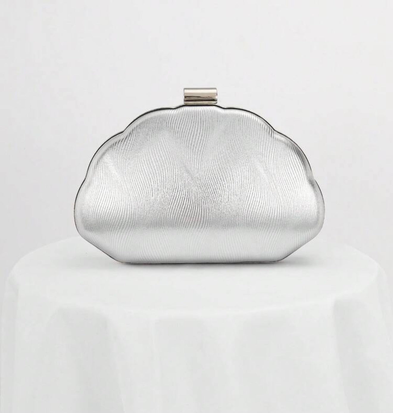 SEASHELL PU LEATHER BOX SHAPED EVENING CLUTCH BAG
