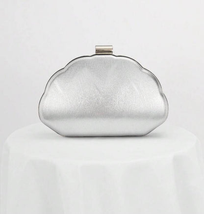 SEASHELL PU LEATHER BOX SHAPED EVENING CLUTCH BAG