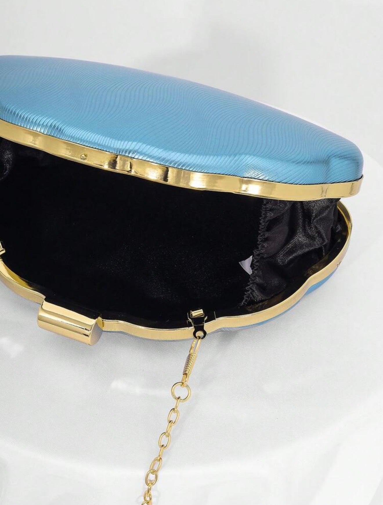 SEASHELL PU LEATHER BOX SHAPED EVENING CLUTCH BAG