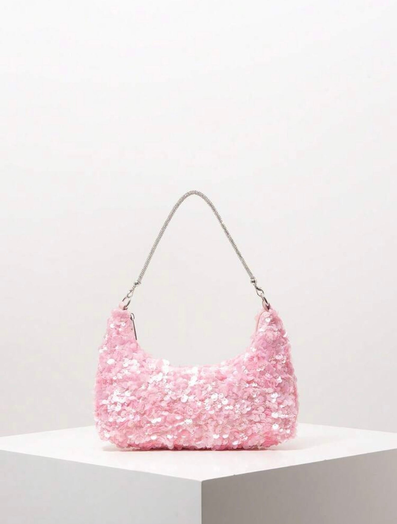 TOP HANDLE SEQUINED SHOULDER PARTY CLUTCH BAG