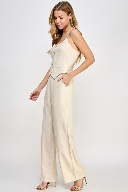 CAMI VEST LINEN JUMPSUIT