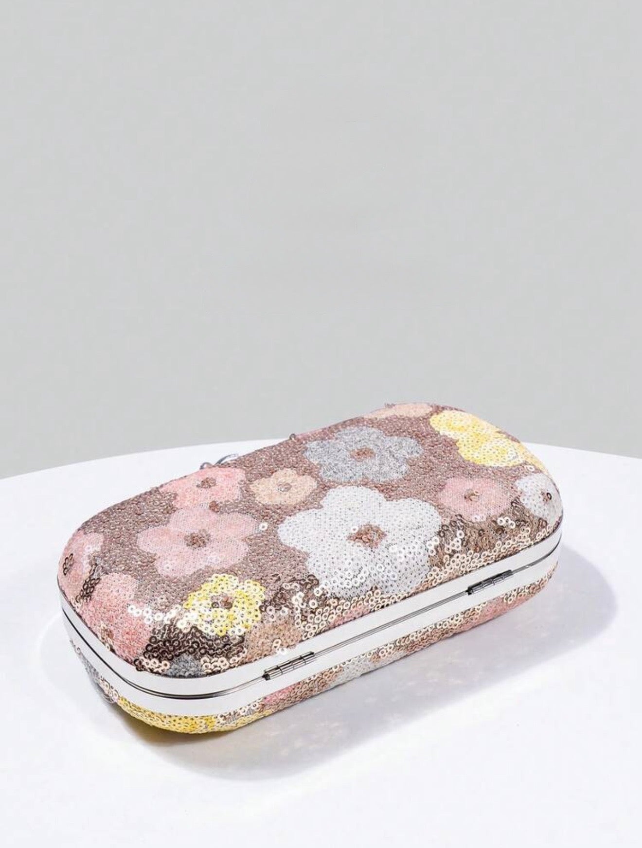 FLORAL SEQUIN EVENING CLUTCH BAG