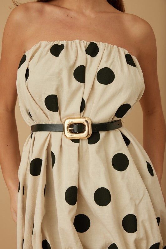 BUBBLE LINEN POLKA DOT MINI DRESS