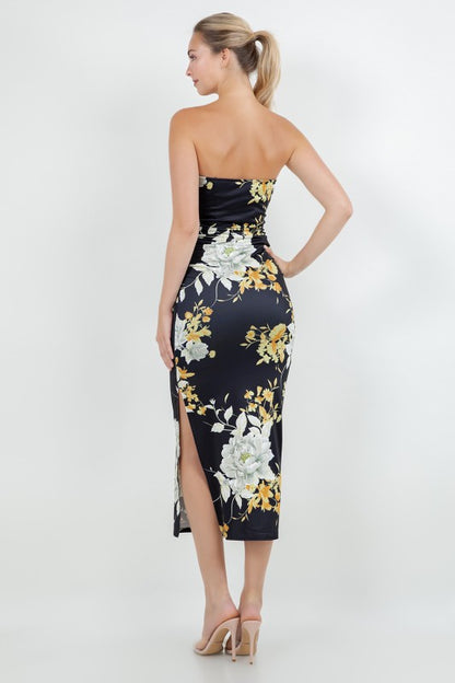 FLORAL BODYCON MIDI DRESS