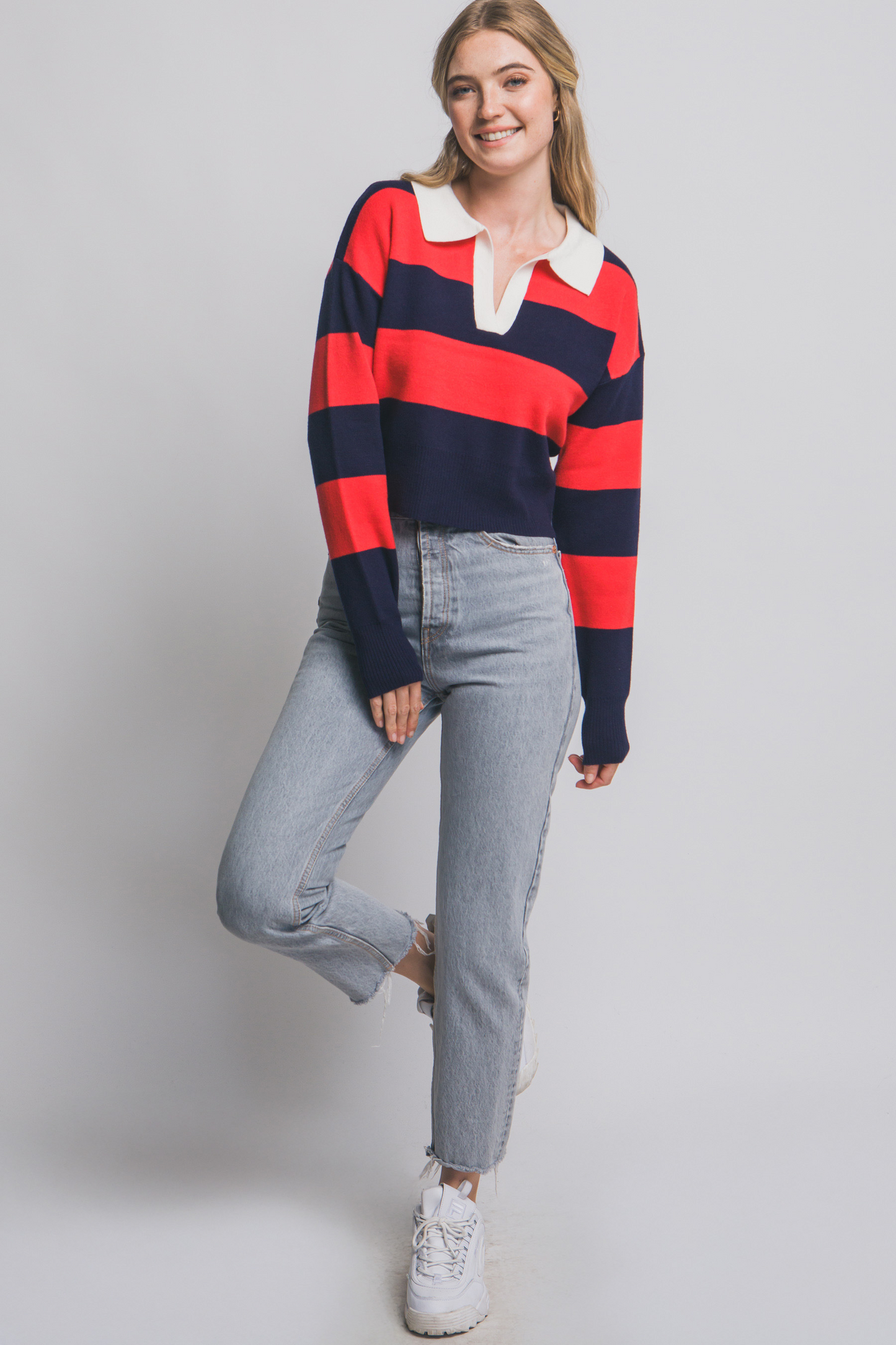 STRIPE POLO SWEATER