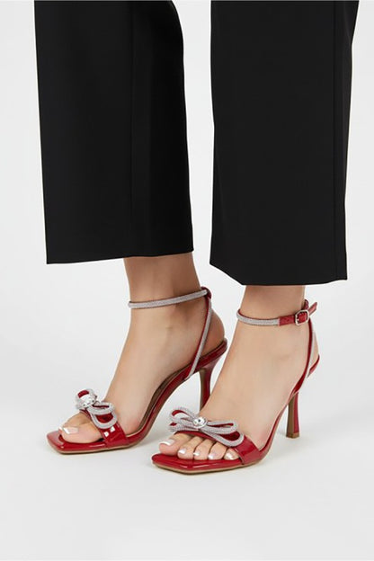 RHINESTONE BOW DRESS HIGH HEELS