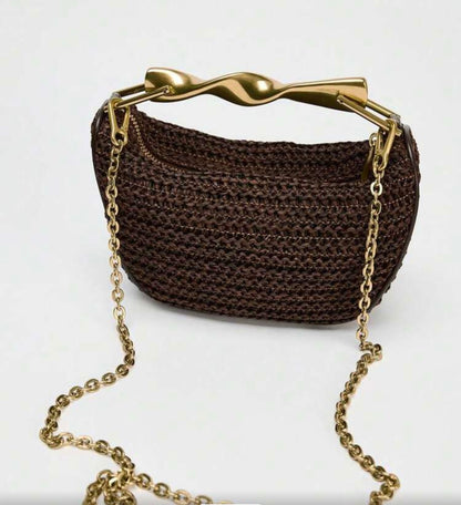 WOVEN METALLIC CUMMER CLUTCH BAG