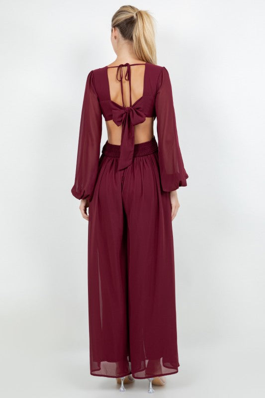RIGHT FRONT CUT OUT CHIFFON JUMPSUIT