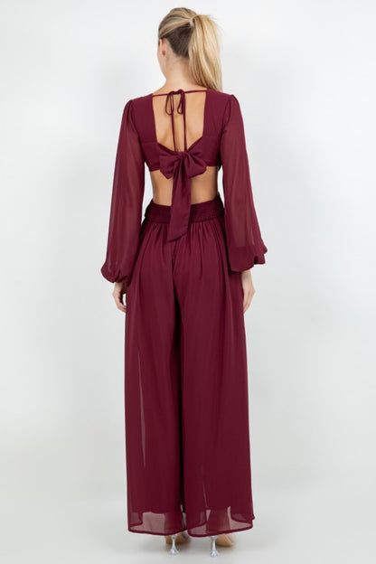 RIGHT FRONT CUT OUT CHIFFON JUMPSUIT