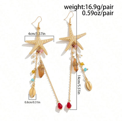 3 PCS FINE CHAIN STARFISH PENDANT NECKLACE & EARRINGS SET