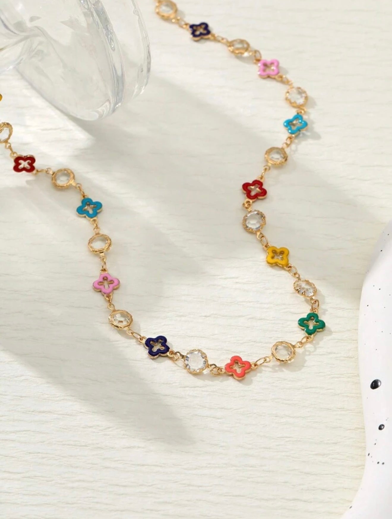 COLORFUL FLOWER CHAIN NECKLACE