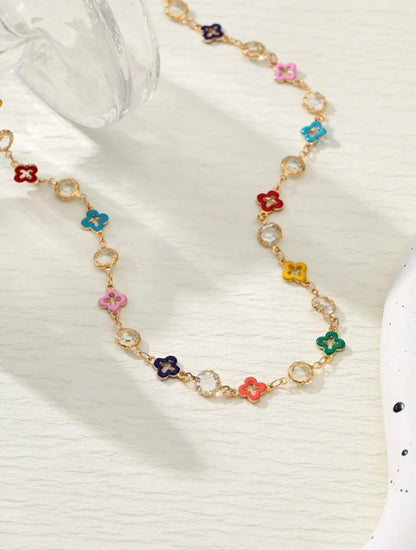 COLORFUL FLOWER CHAIN NECKLACE